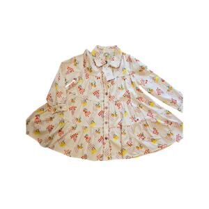 Finding foxtale girls size 6 button down swing tunic dress fruit print checker